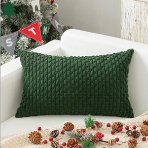 HOLIDAY Decor CORDUROY Lumbar Pillow Cover-DARK GREEN
